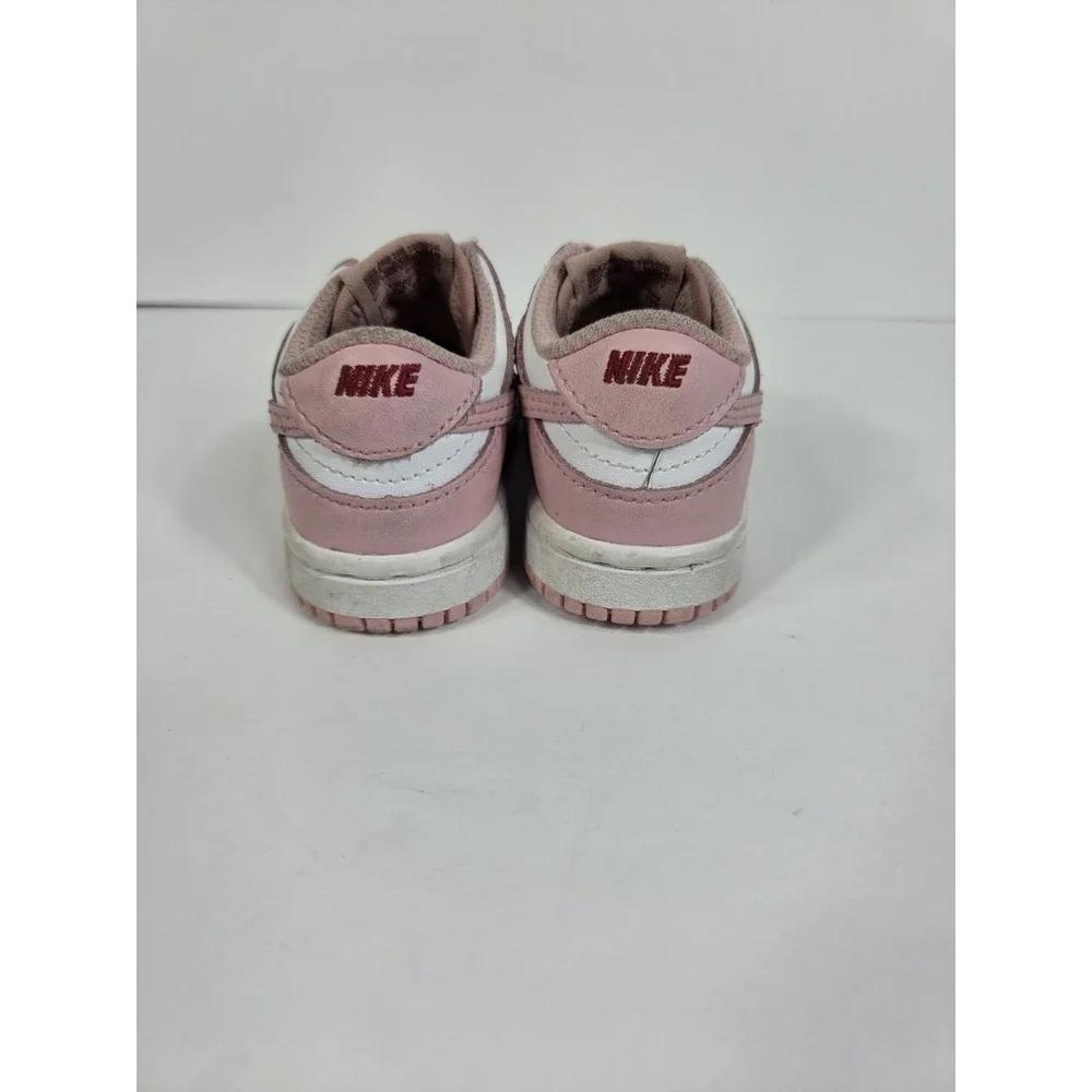 Nike Dunk Low White/Pink Glaze Pomegranate  Toddler Sz  4 C NO INDOLES